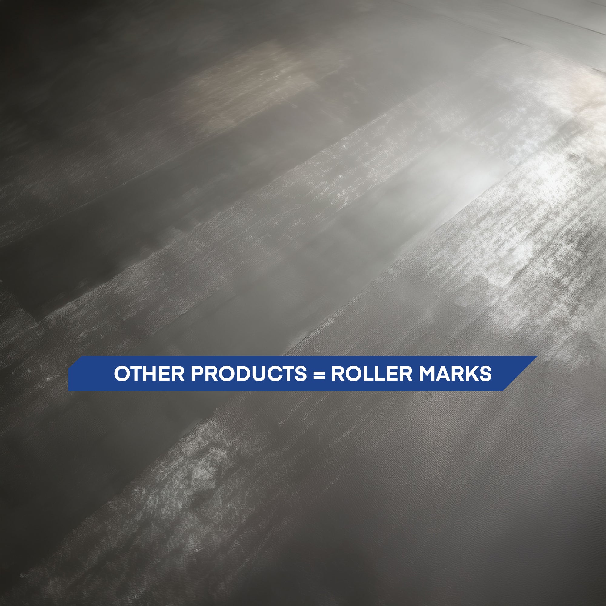 Gray epoxy concrete floor showing roller marks and uneven coating finish, a common issue caused by poor application or low-quality epoxy sealers.