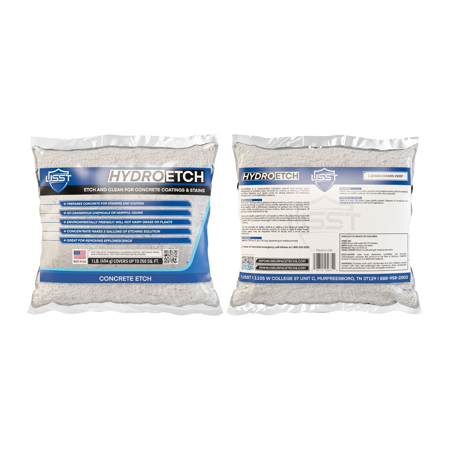 HydroEtch 1 lb bag concrete floor cleaner and etching compound formulated to enhance bond strength for HydroSeal, HydroColor, and HydroStain systems.