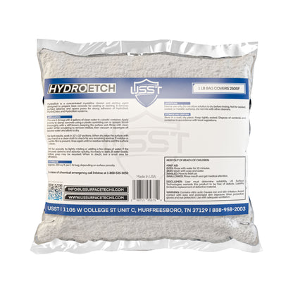 HydroEtch concentrated concrete surface prep etcher 1 lb bag for improved coating adhesion and deep cleaning before staining or sealing.