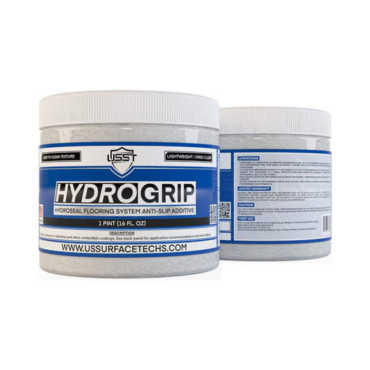HydroGrip 1-pint additive designed to improve slip resistance in HydroSeal and other epoxy coatings while maintaining clear finish.