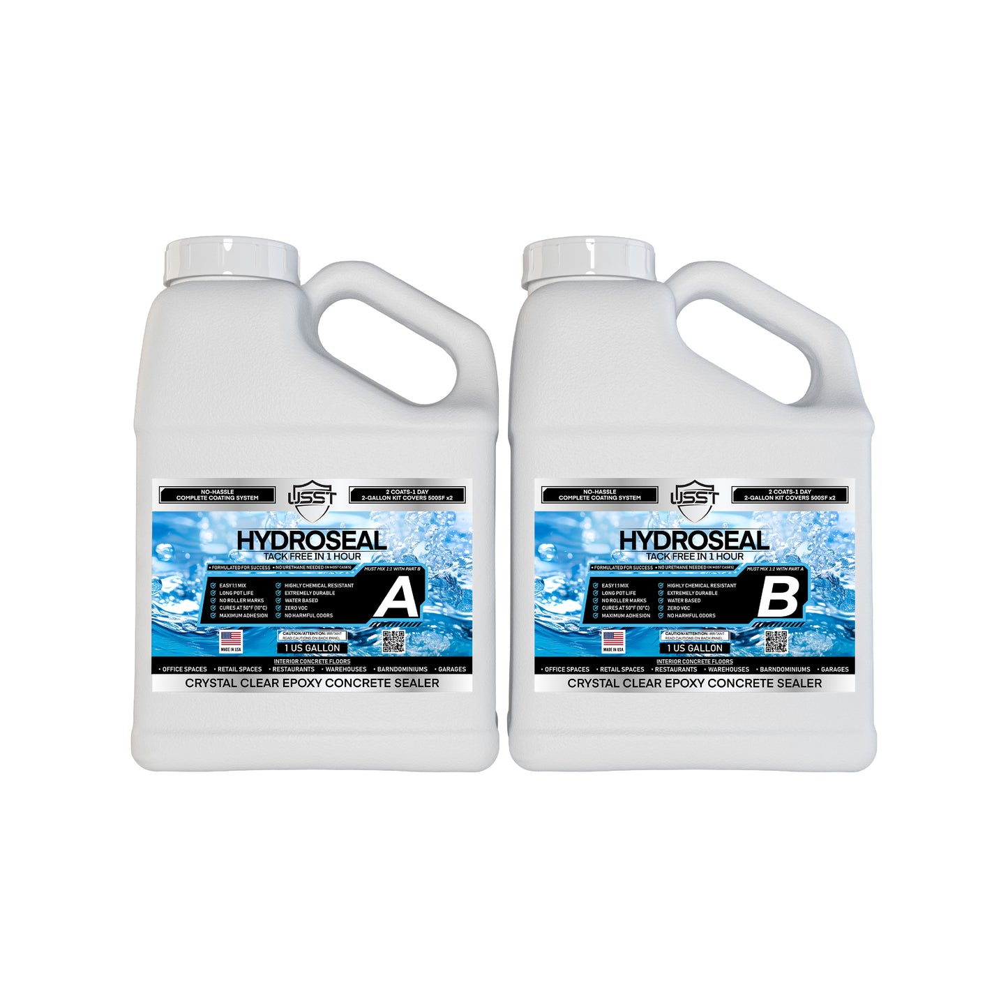 HydroSeal 2-gallon epoxy sealer formulated for quick cure, two-coat same-day application, and flawless concrete finish.