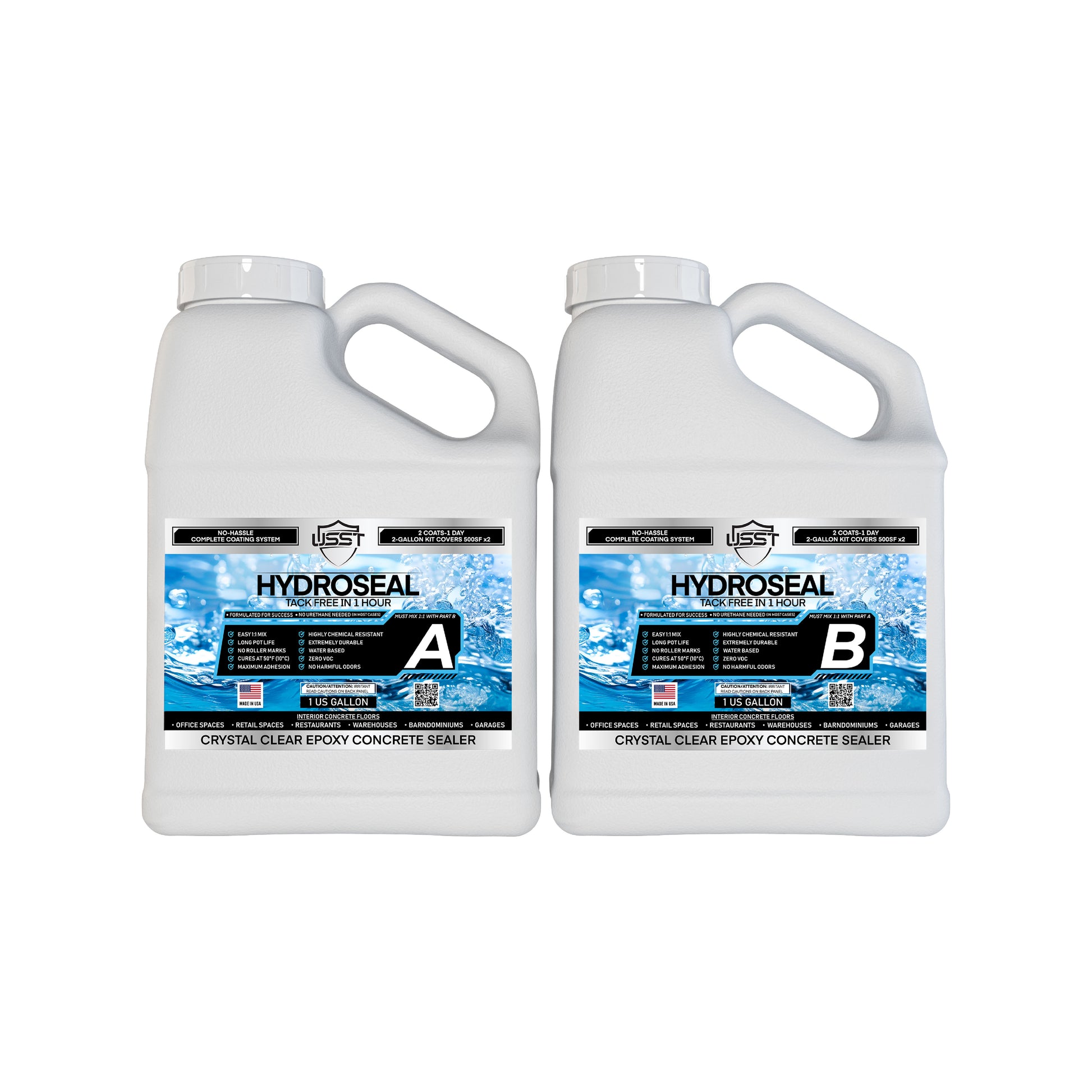 HydroSeal 2-gallon epoxy sealer formulated for quick cure, two-coat same-day application, and flawless concrete finish.